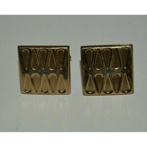 Vintage Square SWANK Mid Century Modern Brass Tear Drops Cuff Links Rare MINTY